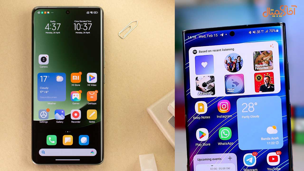 مقایسه سامسونگ Galaxy A54 با شیائومی 13 Lite در نرم‌افزار